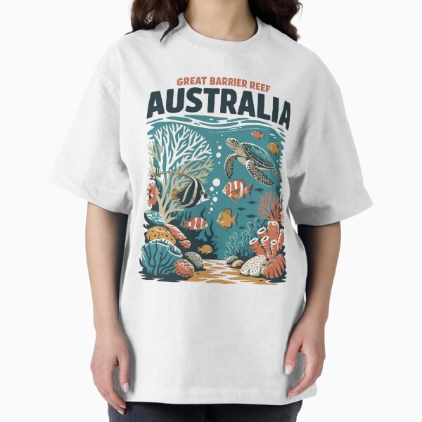 Item preview, Vintage Retro Travel Poster Great Barrier Reef Australia – Colorful underwater world with sea turtle & corals designed and sold by pod24.