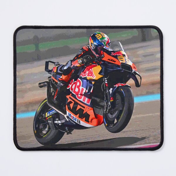 Item preview, Brad Binder racing his 2025 MotoGP Motorcycle accelerating out of the corner making a small wheelie abstract designed and sold by Rodissimus1984.