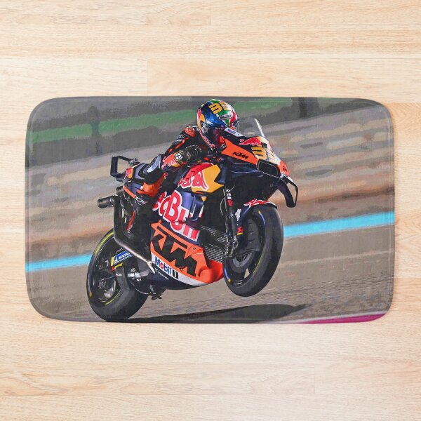 Item preview, Brad Binder racing his 2025 MotoGP Motorcycle accelerating out of the corner making a small wheelie abstract designed and sold by Rodissimus1984.