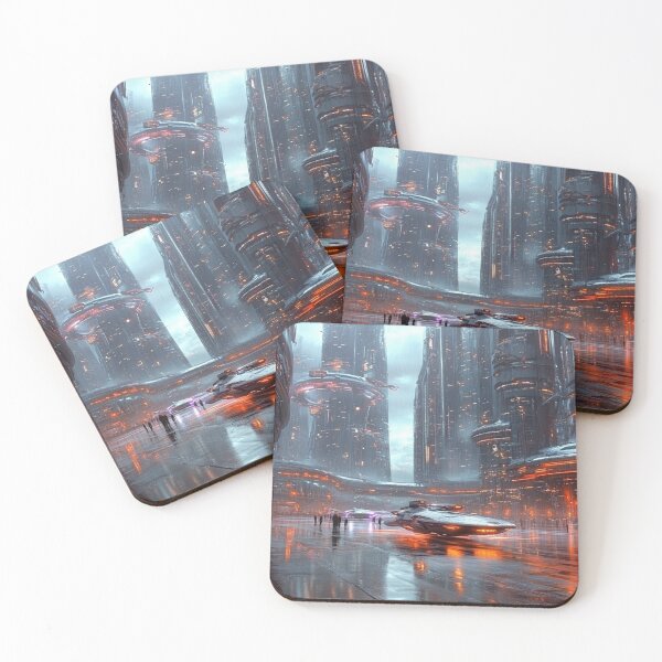 Item preview, Futuristic city in the rain designed and sold by ArtNames.
