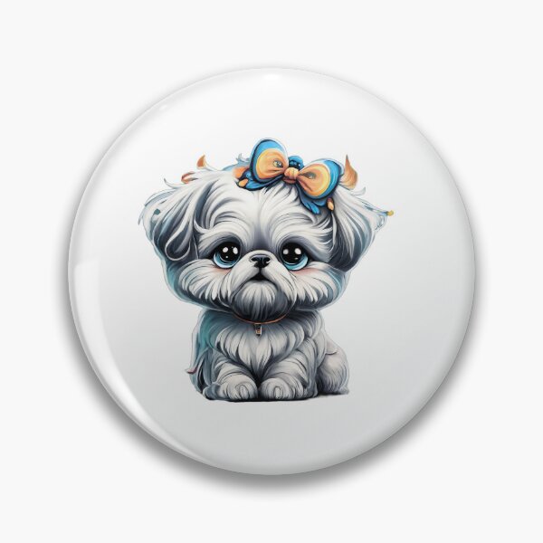Item preview, Adorable dog. Small dog. Color: white, blue, light blue, gray, yellow designed and sold by MagelliShop.