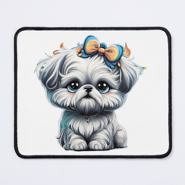Item preview, Adorable dog. Small dog. Color: white, blue, light blue, gray, yellow designed and sold by MagelliShop.