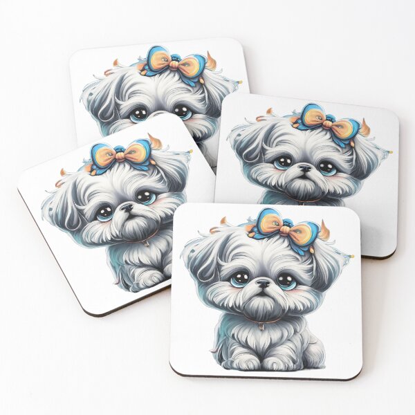Item preview, Adorable dog. Small dog. Color: white, blue, light blue, gray, yellow designed and sold by MagelliShop.