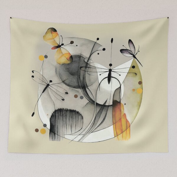 Item preview, abstraction. Minimalist art. Geometry. forest. Bright multi-colored leaves. Fruit. Bright birds. designed and sold by MagelliShop.