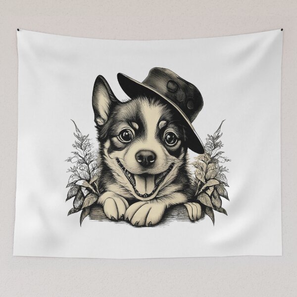 Item preview, A cute, smiling dog wearing a hat designed and sold by MagelliShop.