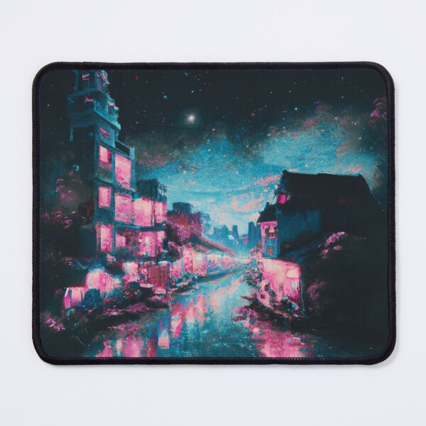Item preview, The Starry Night of waterside ancient town with pink light designed and sold by MerryCrown.
