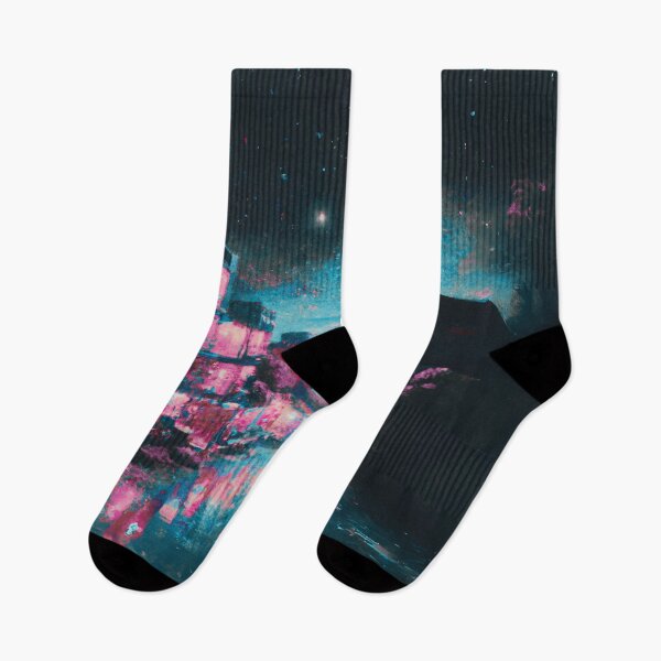 Item preview, The Starry Night of waterside ancient town with pink light designed and sold by MerryCrown.