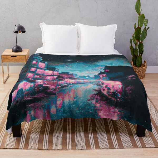 Item preview, The Starry Night of waterside ancient town with pink light designed and sold by MerryCrown.