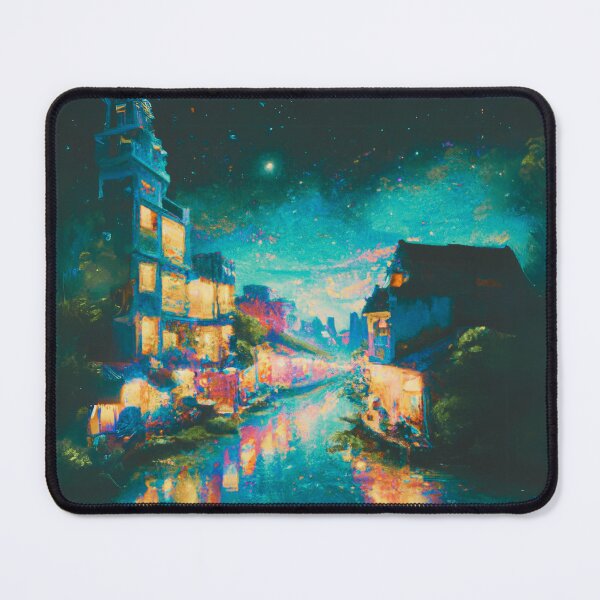 Item preview, The Starry Night of waterside ancient town (cyan) designed and sold by MerryCrown.