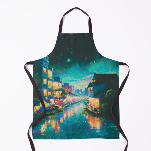 Item preview, The Starry Night of waterside ancient town (cyan) designed and sold by MerryCrown.