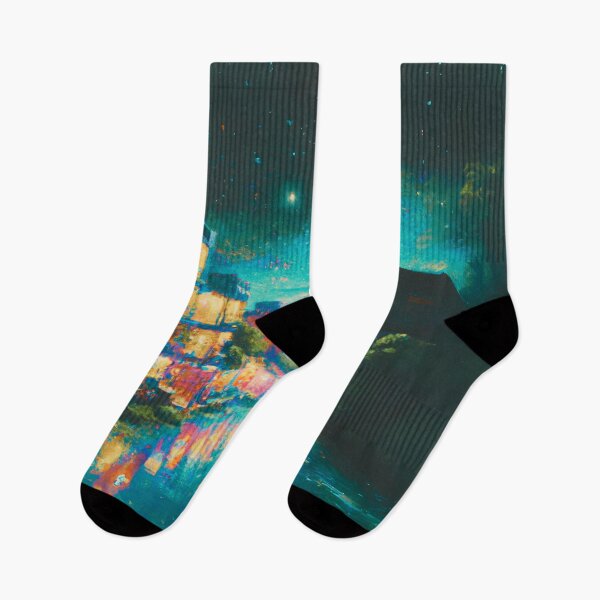 Item preview, The Starry Night of waterside ancient town (cyan) designed and sold by MerryCrown.