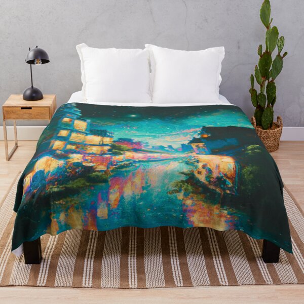 Item preview, The Starry Night of waterside ancient town (cyan) designed and sold by MerryCrown.
