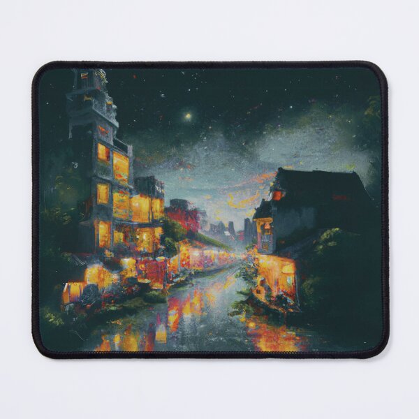 Item preview, The grey Starry Night of waterside ancient town designed and sold by MerryCrown.