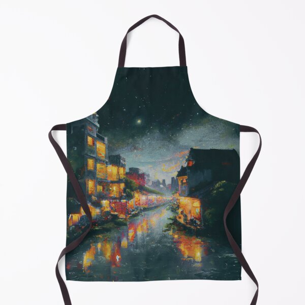 Item preview, The grey Starry Night of waterside ancient town designed and sold by MerryCrown.