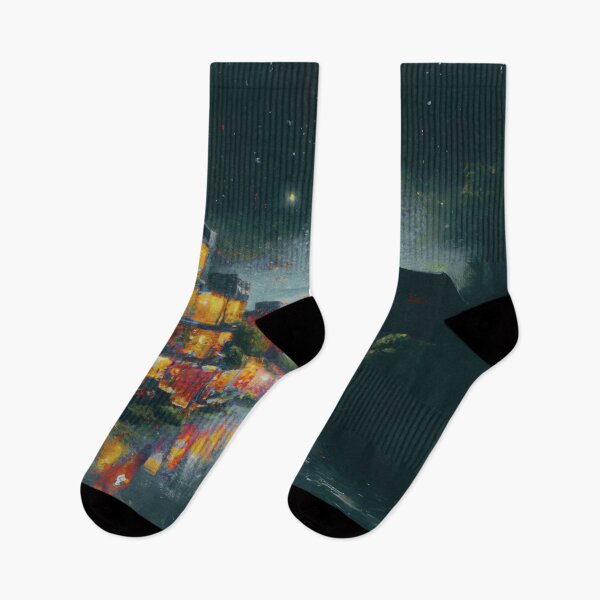 Item preview, The grey Starry Night of waterside ancient town designed and sold by MerryCrown.