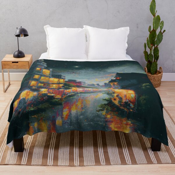 Item preview, The grey Starry Night of waterside ancient town designed and sold by MerryCrown.