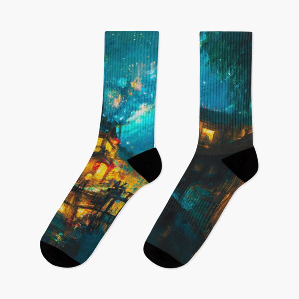 Item preview, The Starry Night of ancient town with beautiful sky designed and sold by MerryCrown.