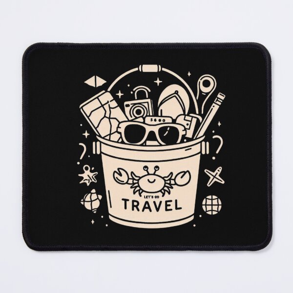 Item preview, let's go Travel Logo – AI Artwork of a Bucket Filled with Travel Icons for Beach Lovers and Adventure-Ready Accessories designed and sold by knalpot-design.