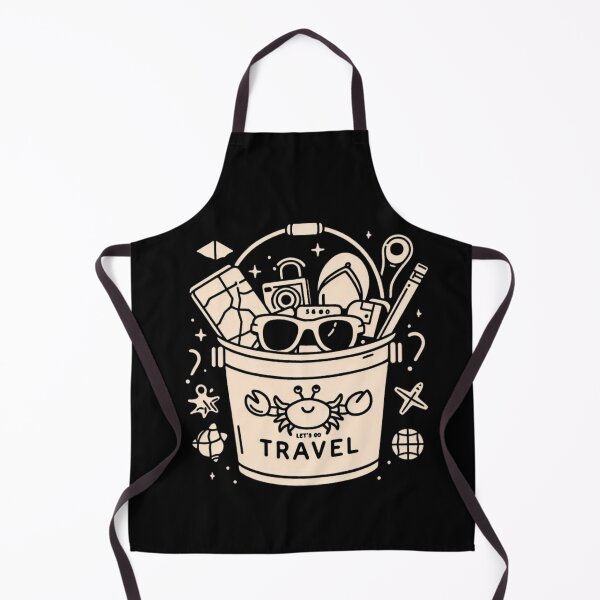 Item preview, let's go Travel Logo – AI Artwork of a Bucket Filled with Travel Icons for Beach Lovers and Adventure-Ready Accessories designed and sold by knalpot-design.