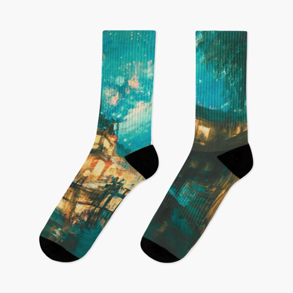 Item preview, The Starry Night of ancient town with beautiful cyan sky designed and sold by MerryCrown.