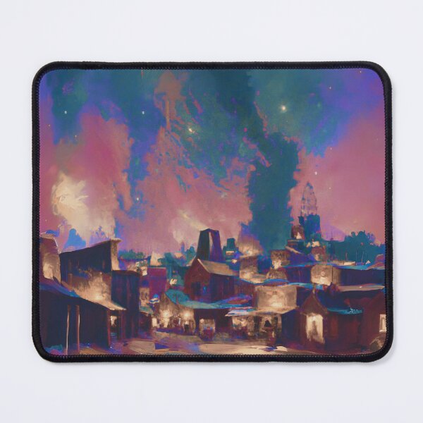 Item preview, The Starry Night of ancient town with cool colorful sky and land designed and sold by MerryCrown.