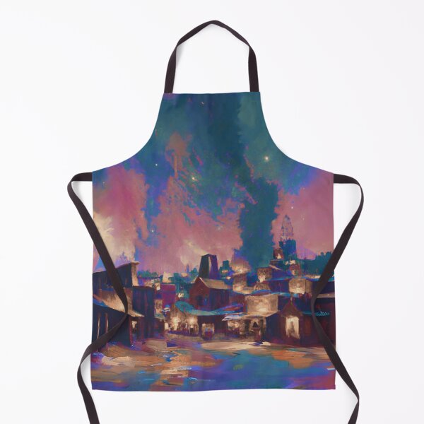 Item preview, The Starry Night of ancient town with cool colorful sky and land designed and sold by MerryCrown.