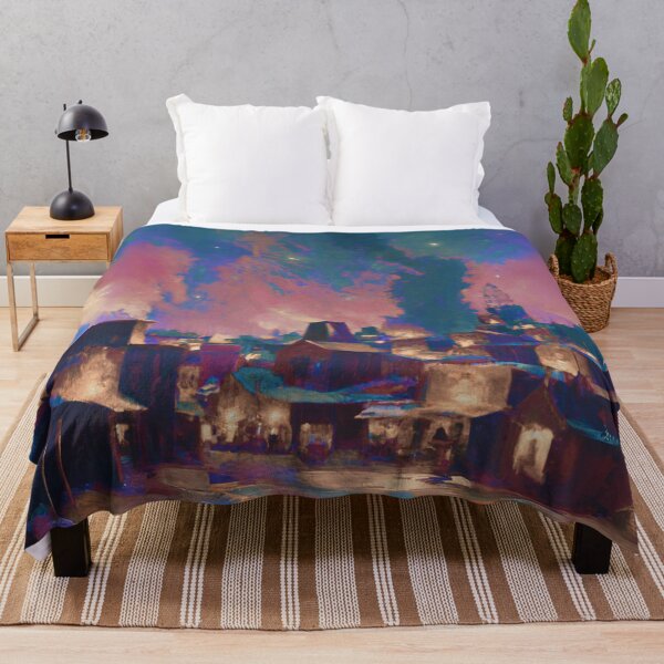 Item preview, The Starry Night of ancient town with cool colorful sky and land designed and sold by MerryCrown.