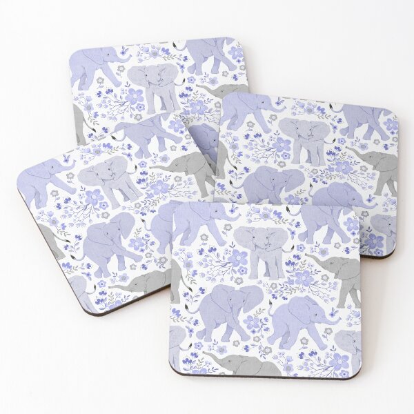 Item preview, Energetic Elephants in Whimsical Wildflowers - amethyst purple   designed and sold by Perrin Le Feuvre.