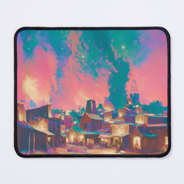 Item preview, The Starry Night of ancient town with bright colorful sky and land designed and sold by MerryCrown.