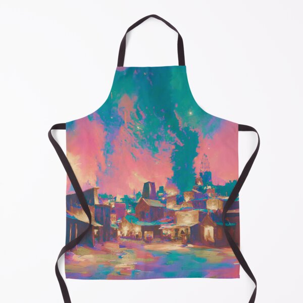 Item preview, The Starry Night of ancient town with bright colorful sky and land designed and sold by MerryCrown.