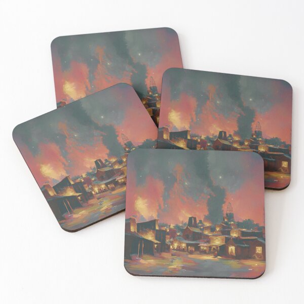 Item preview, The Starry Night of ancient town with dark colorful sky and land designed and sold by MerryCrown.