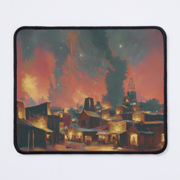 Item preview, The Starry Night of ancient town with dark colorful sky and land designed and sold by MerryCrown.