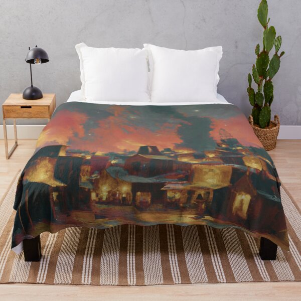 Item preview, The Starry Night of ancient town with dark colorful sky and land designed and sold by MerryCrown.