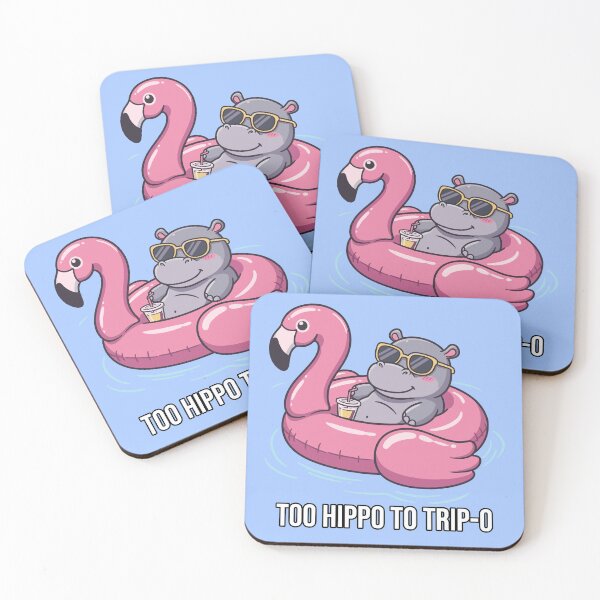 Item preview, Chill Hippo on Flamingo Float – Too Hippo To Trip-O Cute Summer Animal Art designed and sold by imaginariun.