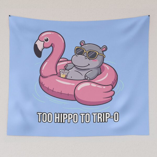 Item preview, Chill Hippo on Flamingo Float – Too Hippo To Trip-O Cute Summer Animal Art designed and sold by imaginariun.