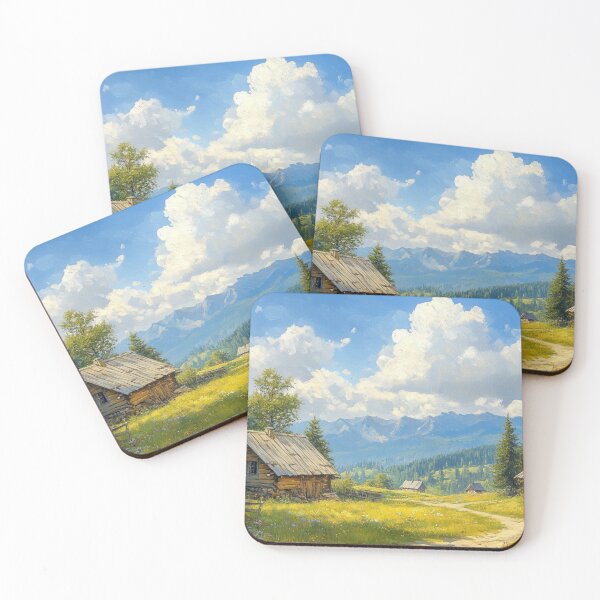 Item preview, Huts in the mountains, painting style designed and sold by ArtNames.