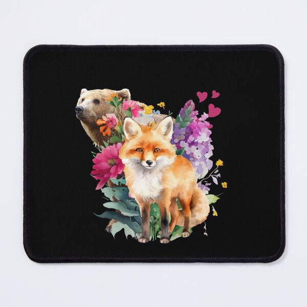 Item preview, Bear and Fox wild flowers floral designed and sold by ClickATee Store .