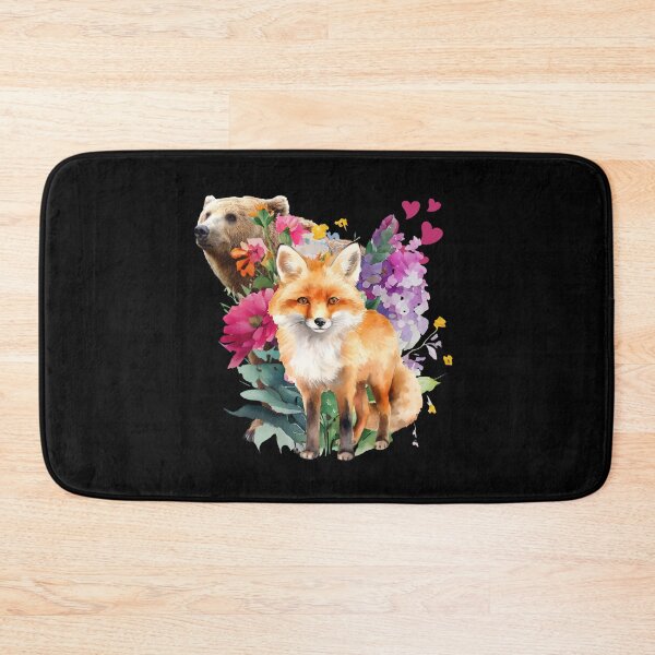 Item preview, Bear and Fox wild flowers floral  designed and sold by ClickATee Store .