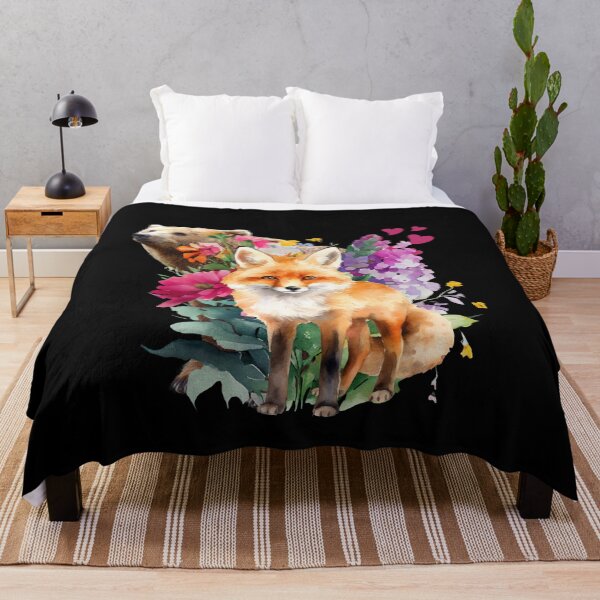 Item preview, Bear and Fox wild flowers floral designed and sold by ClickATee Store .