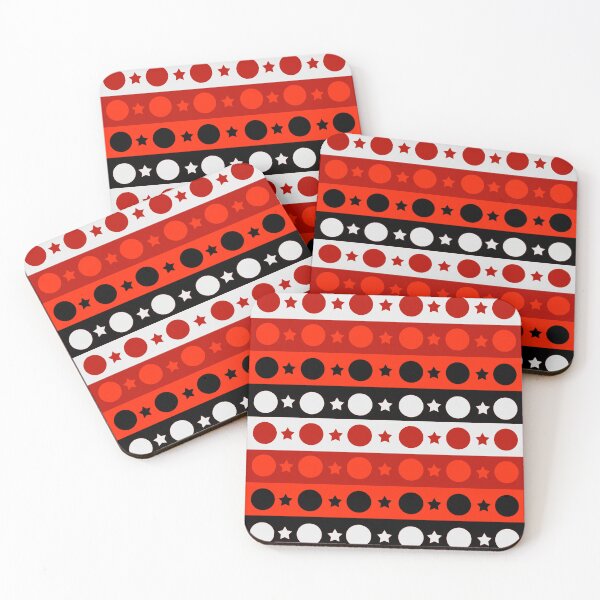 Item preview, Red Black White Stars Dots Stripes Design  designed and sold by PatternTitan.