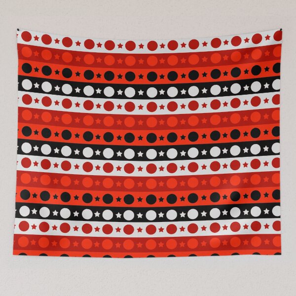 Item preview, Red Black White Stars Dots Stripes Design  designed and sold by PatternTitan.