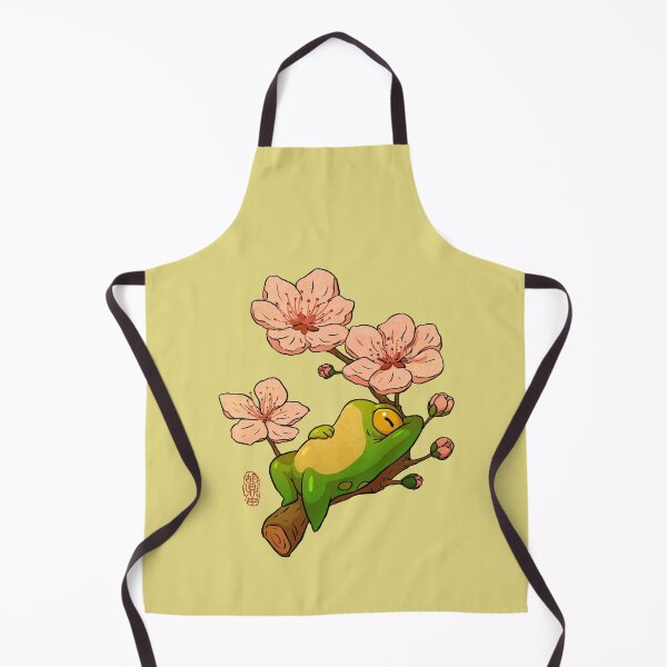 Item preview, Relaxing Frog on Branch with Cherry Blossoms – Cute Asian Style Frog Illustration designed and sold by DingHuArt.