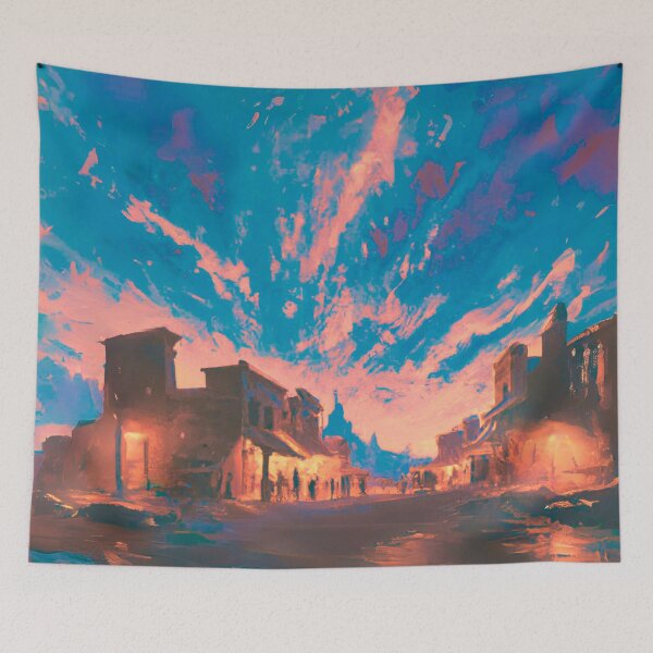 Item preview, The view of ancient desert town with blue sky designed and sold by MerryCrown.