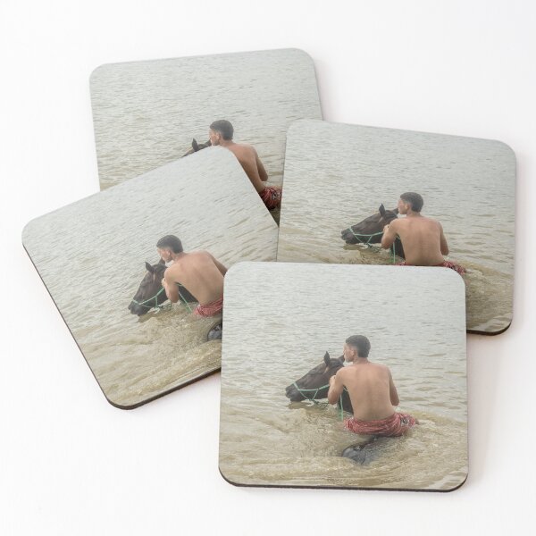 Item preview, Young man riding a horse in the river designed and sold by felipequeiroz.