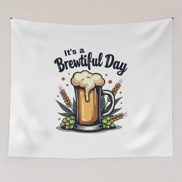 Item preview,  It’s a Brewtiful Day – Fun Beer Lover Pun Design with Hops and Barley designed and sold by Jason123za.