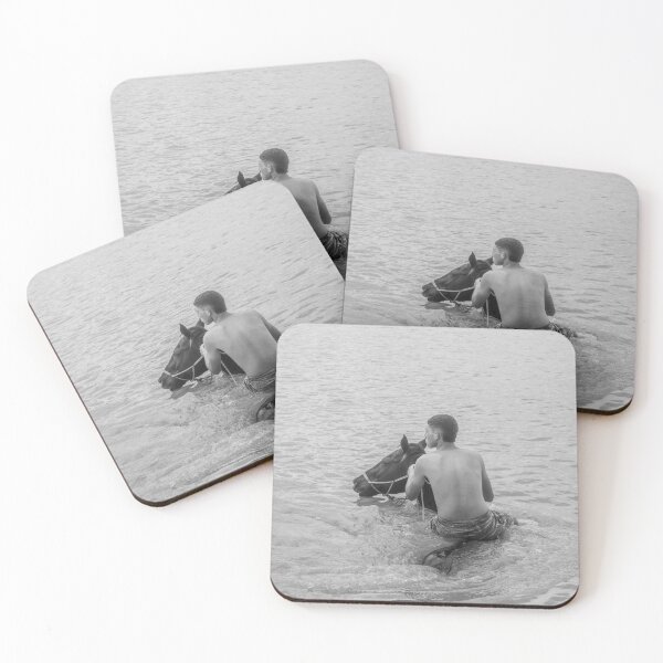Item preview, Young man riding a horse in the river 2 designed and sold by felipequeiroz.