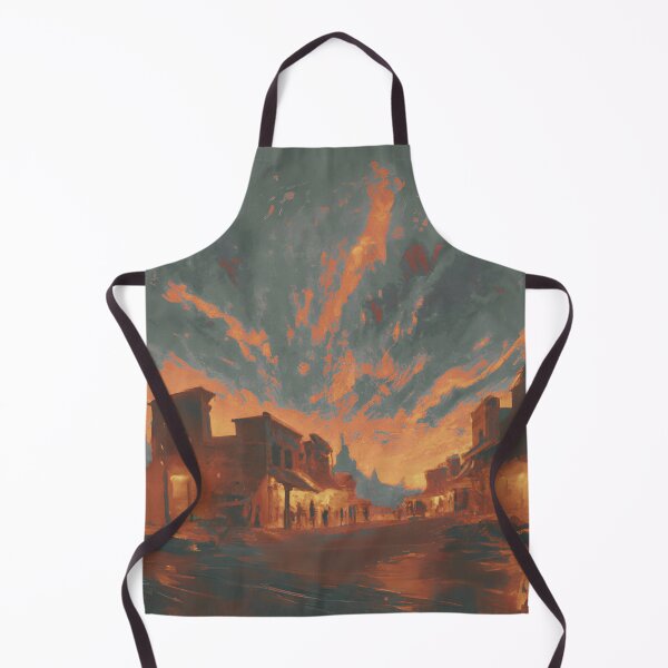 Item preview, The view of ancient desert town with grey sky in sunset evening designed and sold by MerryCrown.