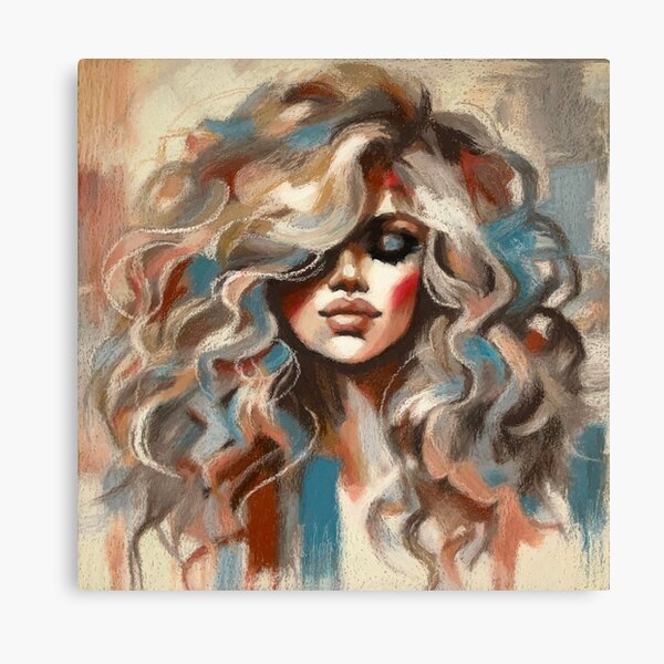 Vista previa del artículo con la obra «Retrato pictórico de una mujer con rizos rubios.», diseñado y vendido por PainterlyMaster.