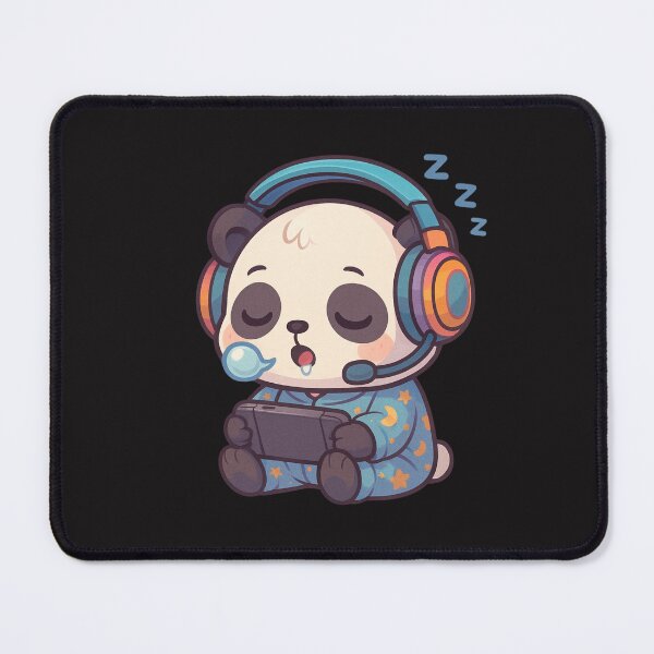 Item preview, Sleepy Gamer Panda – Cute Chibi in Pajamas with Headphones** designed and sold by ColorSplash123.