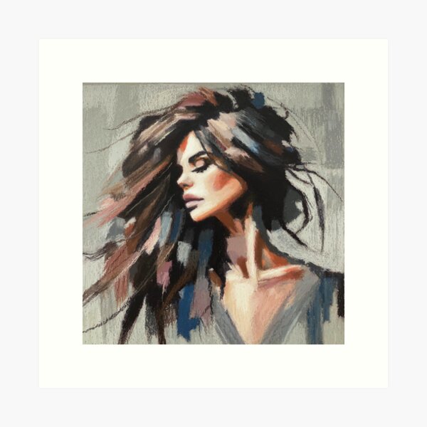 Item preview, A painterly portrait of a brunette woman designed and sold by PainterlyMaster.